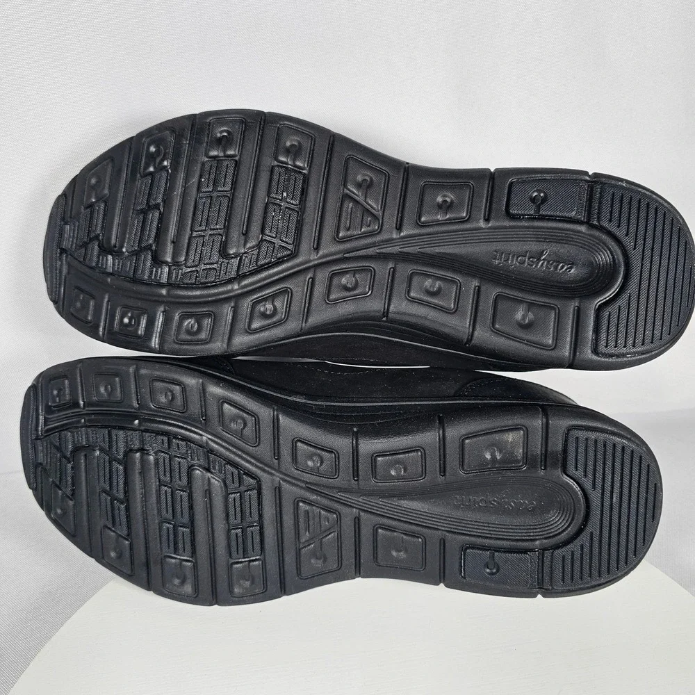 Easy Spirit Essolana Black Leather Upper Comfort Sneakers Shoes Womens Size 9.5M